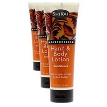Shikai - Natural Moisturizing Hand &amp; Body Lotion, Softens &amp; Moisturizes Skin with Aloe Vera, Borage Oil &amp; Shea Butter, Sensually Smooth Skin with Delicious Fragrances (Sandalwood, 8 Ounce, Pack of 3)ShiKai
