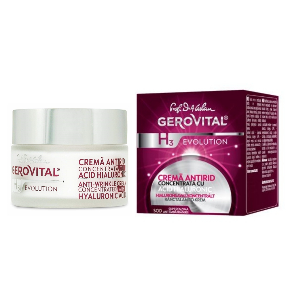 Gerovital H3 Evolution Anti-Wrinkle Cream Concentrated with Hyaluronic Acid (3%) 50 ml / 1.69 fl ozGEROVITAL